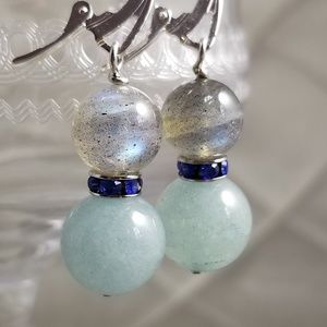 Labradorite & Aquamarine Gemstone Earrings